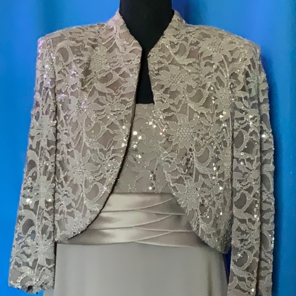 R&M Collection 2 Piece Sequin Jacket Dress.